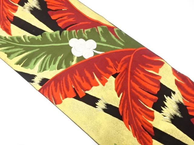 アンティーク　羊歯模様織り出し袋帯(着用可)